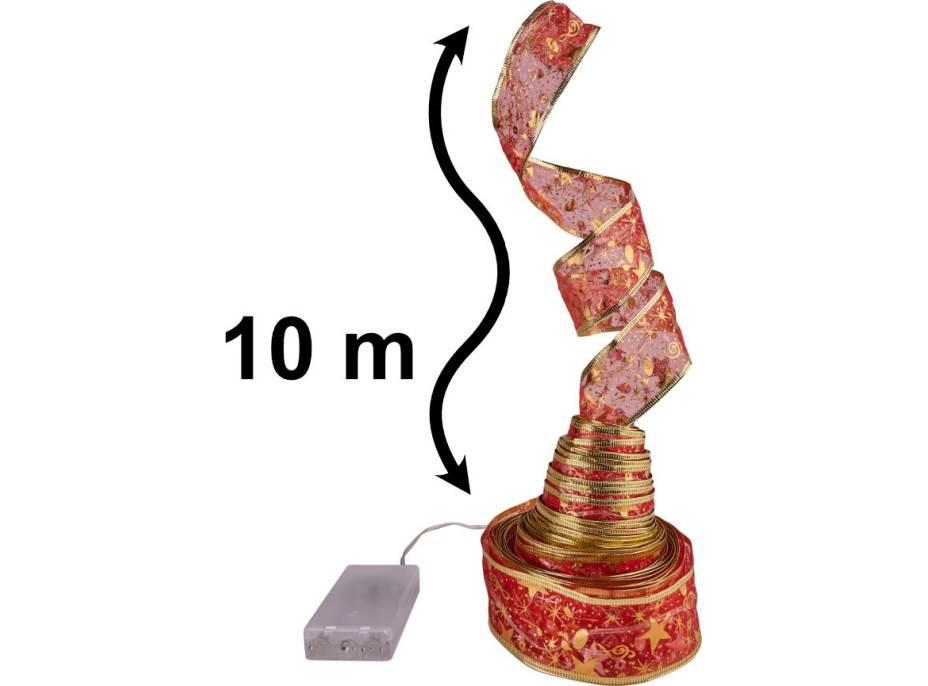 Svítící dekorativní LED stuha 100 LED na vánoční stromek - vícebarevná