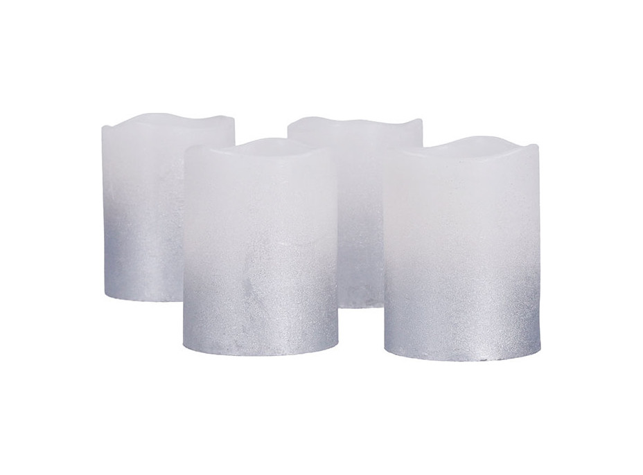 Solight sada LED svíček s časovačem, 4x svíčka, 6,5cm, stříbrná barva, 4xCR2032 součástí
