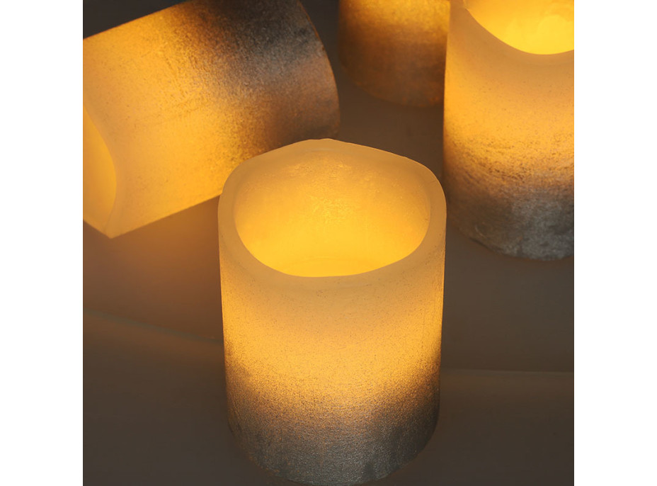 Solight sada LED svíček s časovačem, 4x svíčka, 6,5cm, stříbrná barva, 4xCR2032 součástí