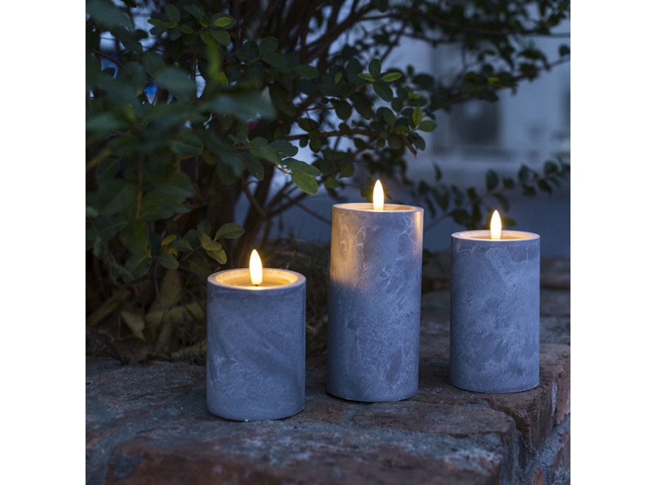 Solight sada LED svíček s časovačem, 3x svíčka, 10/13/15cm, šedá, 2xAA