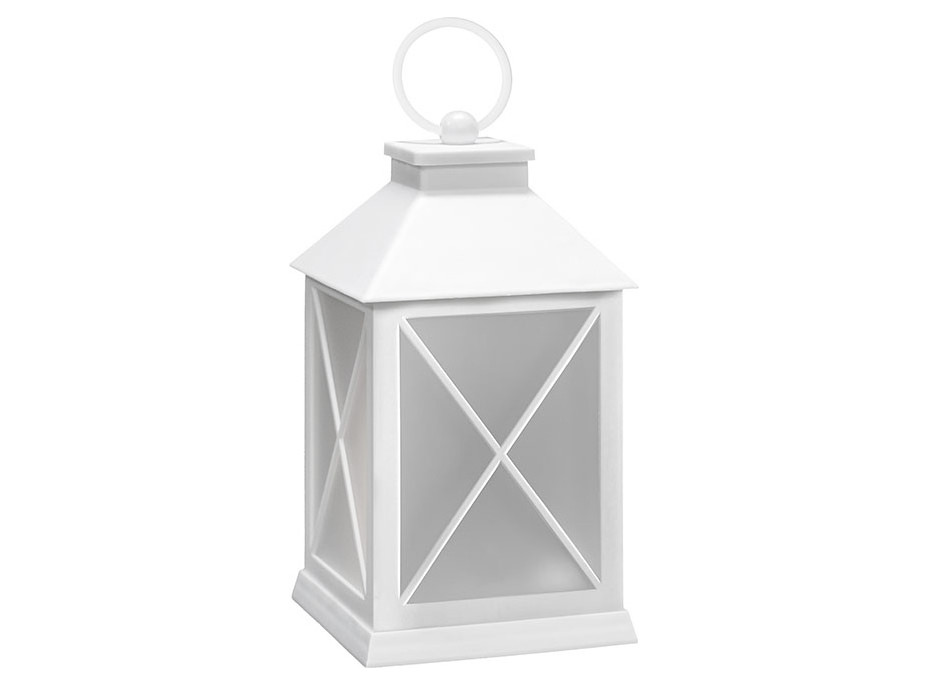 Solight LED vánoční lucerna bílá, 20cm, časovač, 2x AA