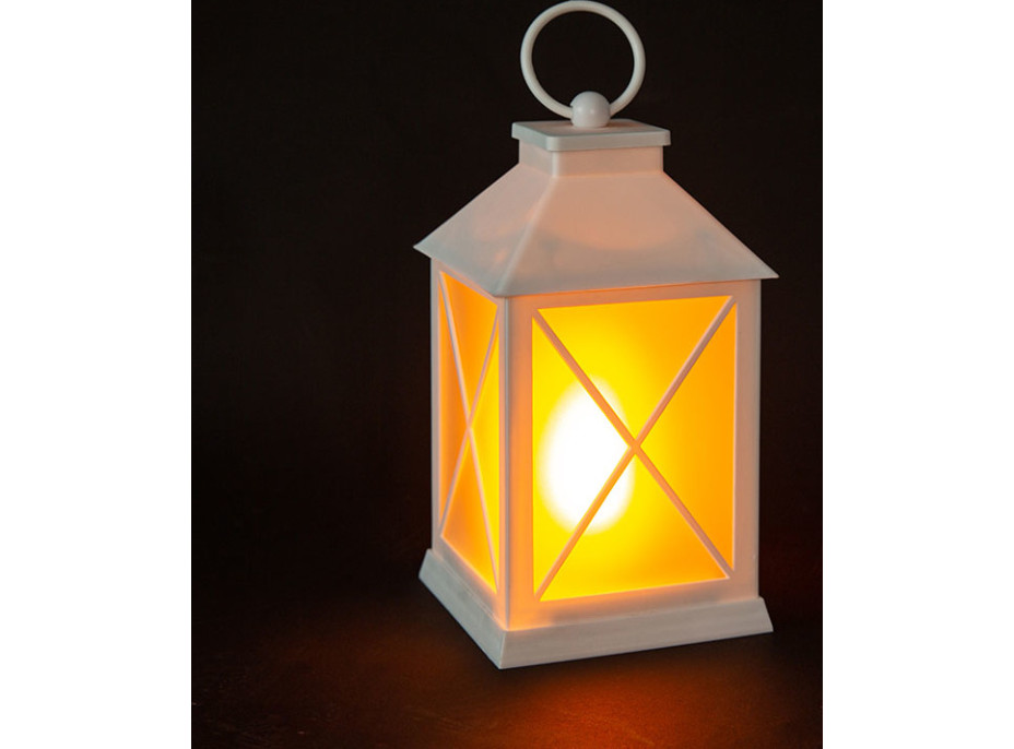 Solight LED vánoční lucerna bílá, 20cm, časovač, 2x AA