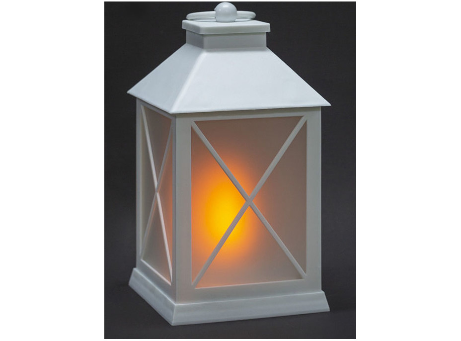 Solight LED vánoční lucerna bílá, 20cm, časovač, 2x AA