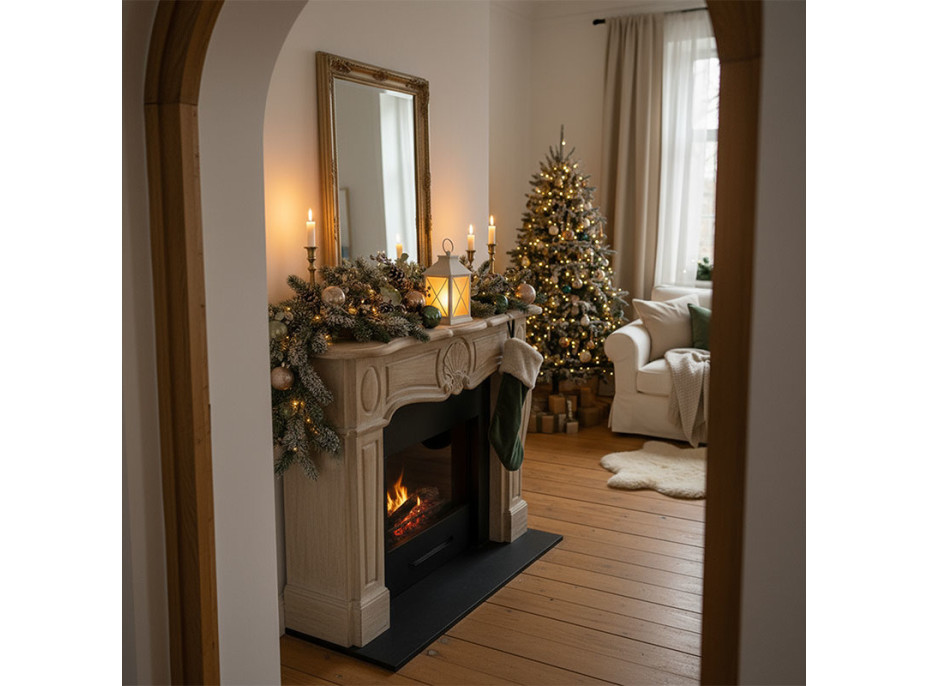 Solight LED vánoční lucerna bílá, 20cm, časovač, 2x AA