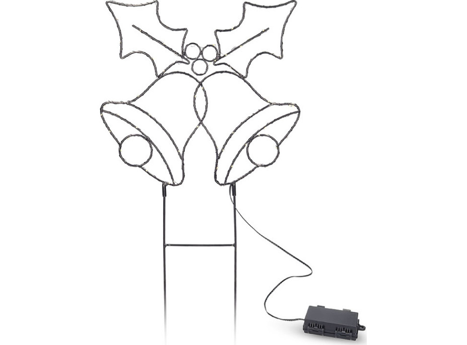 Solight LED venkovní dekorace zvonečky, 100x LED, časovač, 55cm, 3x AA