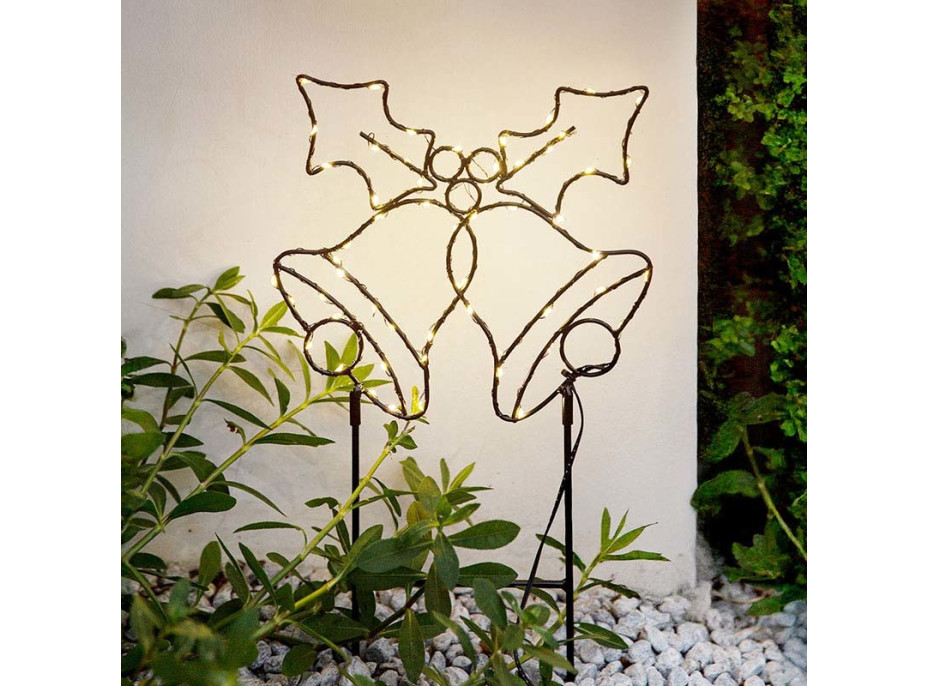 Solight LED venkovní dekorace zvonečky, 100x LED, časovač, 55cm, 3x AA