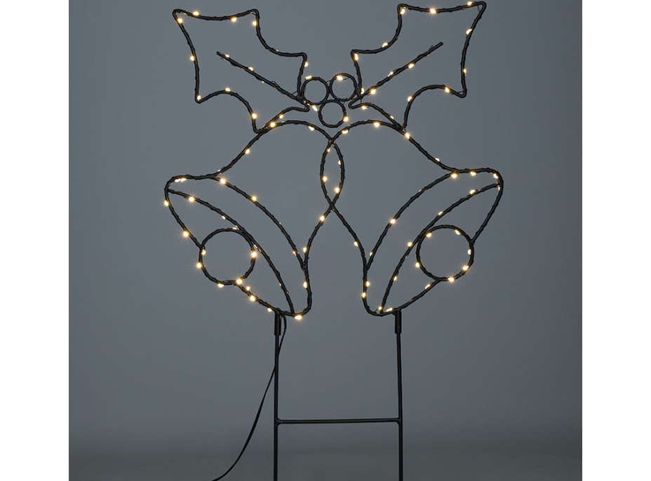 Solight LED venkovní dekorace zvonečky, 100x LED, časovač, 55cm, 3x AA