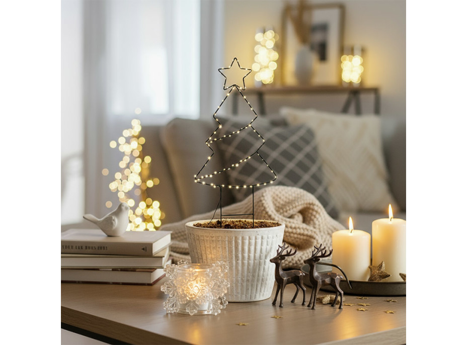 Solight LED venkovní dekorace vánoční stromeček, 85x LED, časovač, 68cm, 3x AA