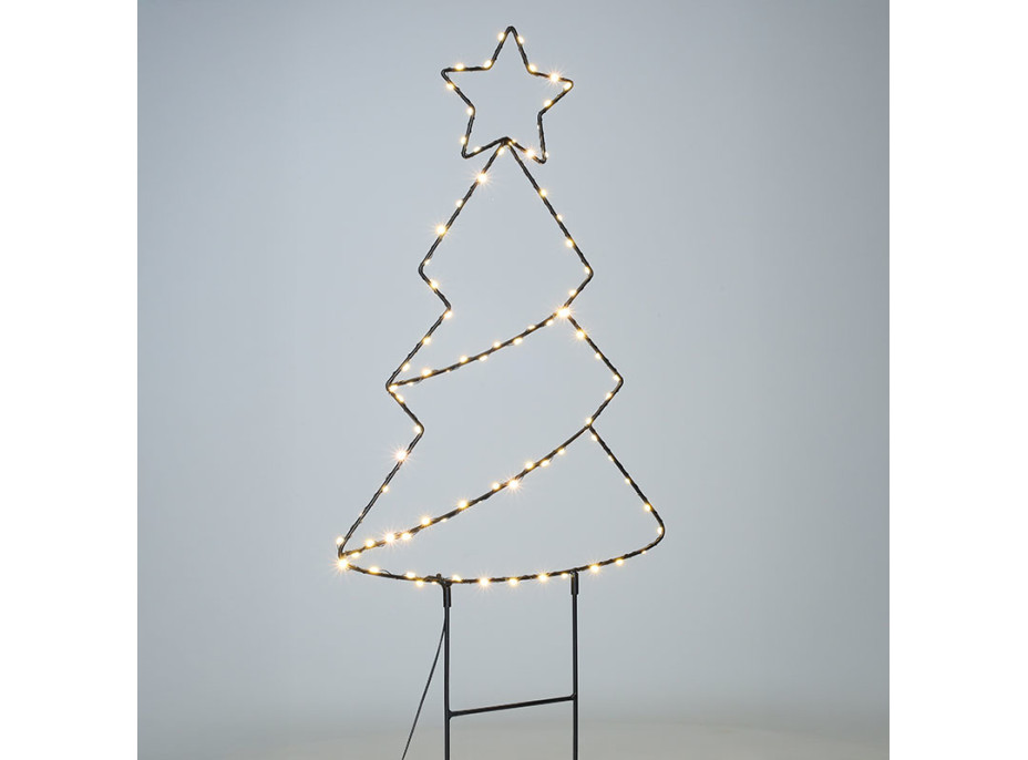 Solight LED venkovní dekorace vánoční stromeček, 85x LED, časovač, 68cm, 3x AA