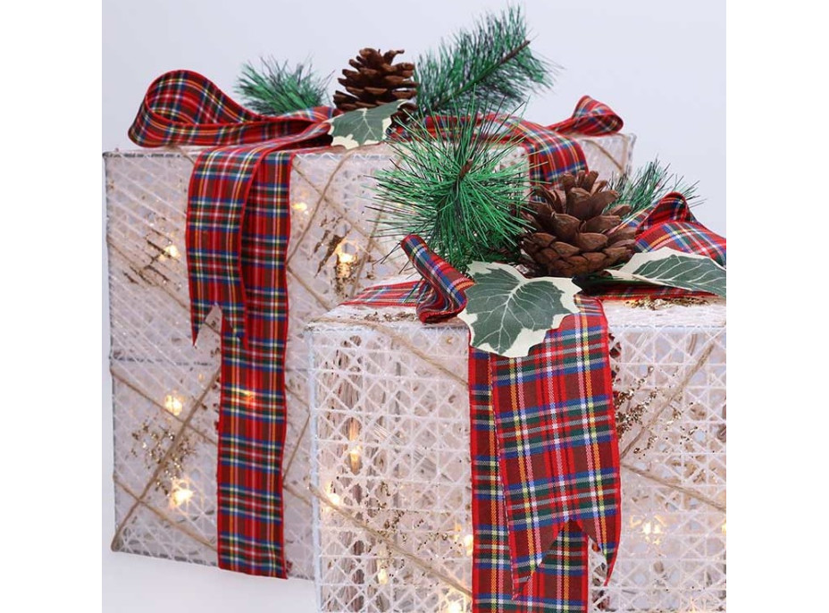 Solight sada 3 LED vánočních dárků, 48x LED, IP44, 230V