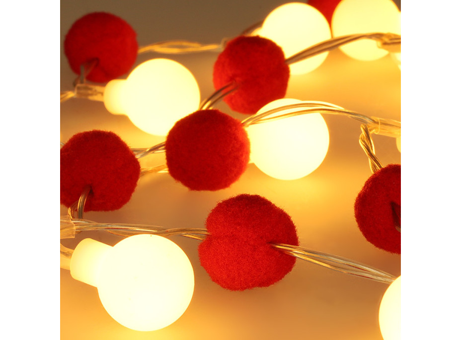 Solight LED vánoční řetízek červená-bílá, 20x LED, 1,5m, 2xAA