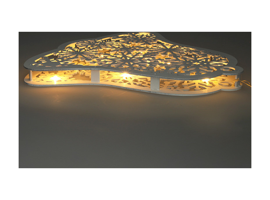 Solight LED dřevěný vánoční zvoneček, 9x LED, bílá, 30cm, časovač, 2x AA