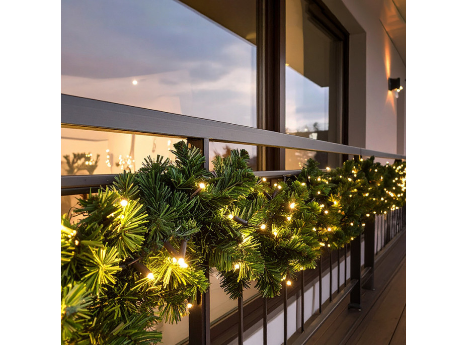 Solight LED vánoční girlanda s jehličím, 5m, 80x LED, časovač, 3xAA, IP44