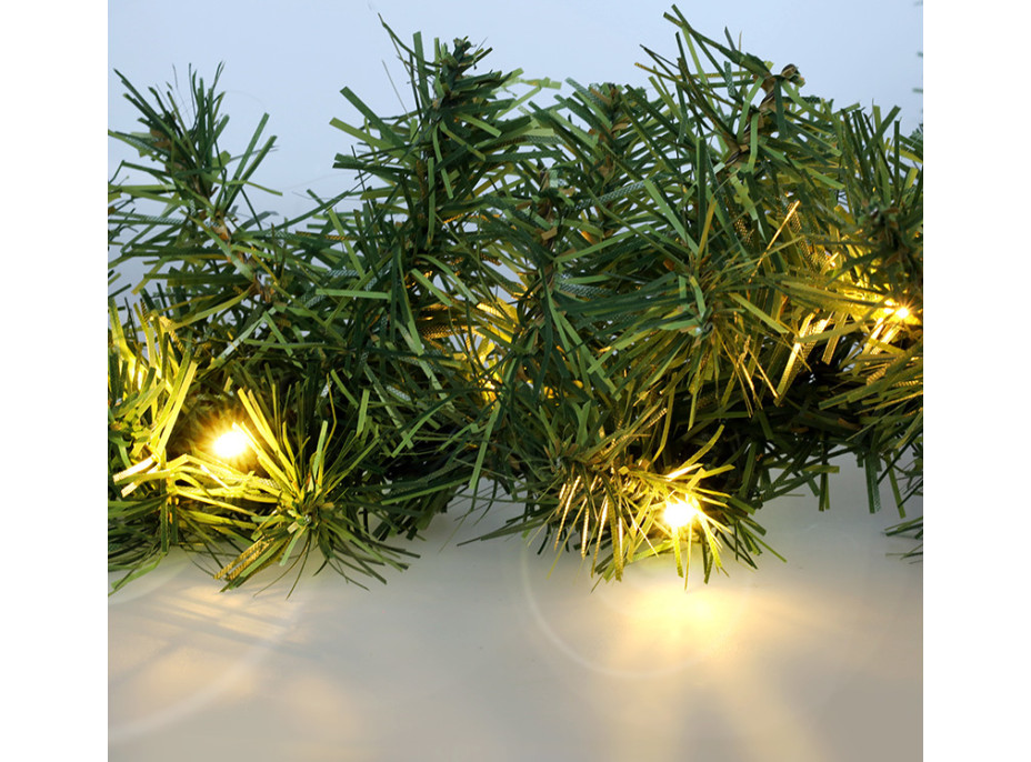 Solight LED vánoční girlanda s jehličím, 7m, 112x LED, časovač, 230V, IP44