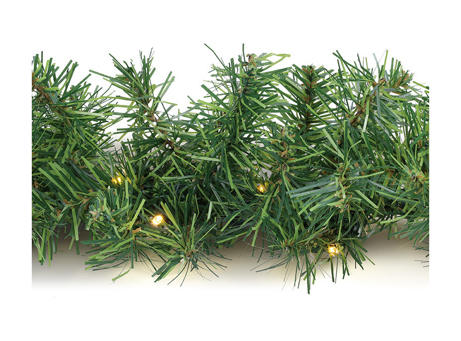 Solight LED vánoční girlanda s jehličím, 7m, 112x LED, časovač, 230V, IP44