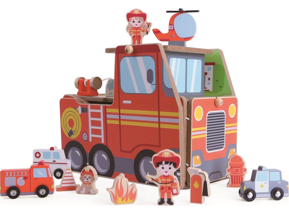 2Kids Toys Dřevěná stanice Hasiči 2 v 1