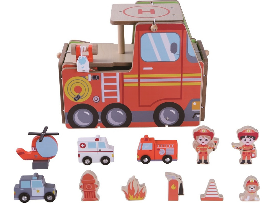 2Kids Toys Dřevěná stanice Hasiči 2 v 1