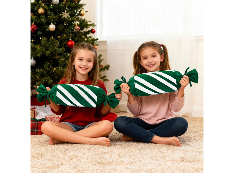 Vánoční polštář SWEET CANDY 60 cm - zelený/bílý