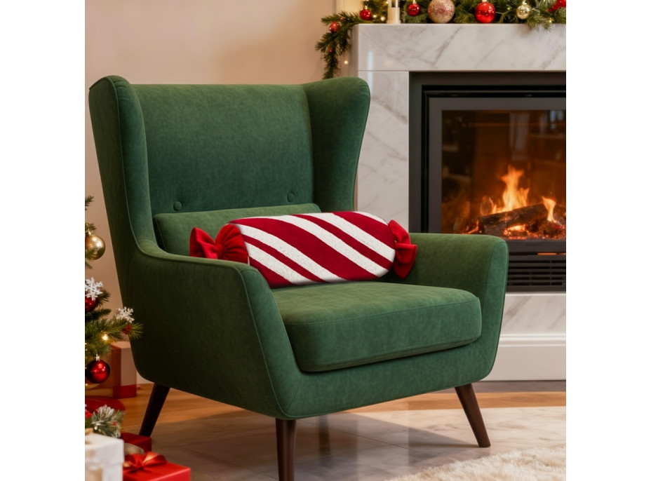 Vánoční polštář SWEET CANDY 60 cm - červený/bílý