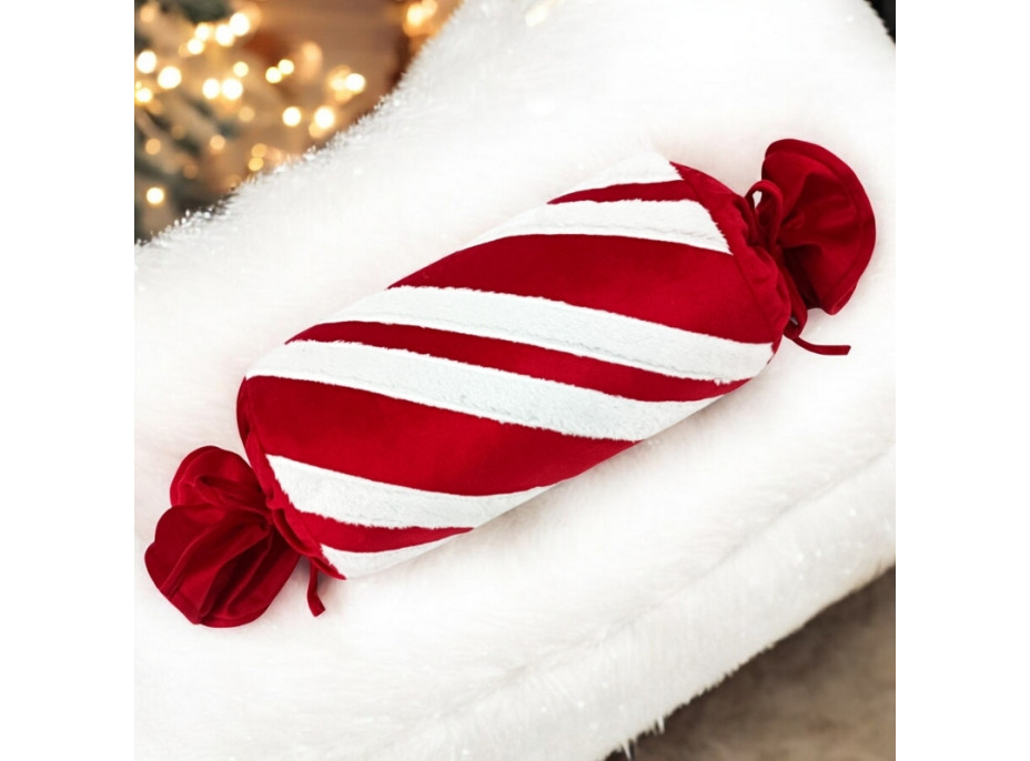 Vánoční polštář SWEET CANDY 60 cm - červený/bílý
