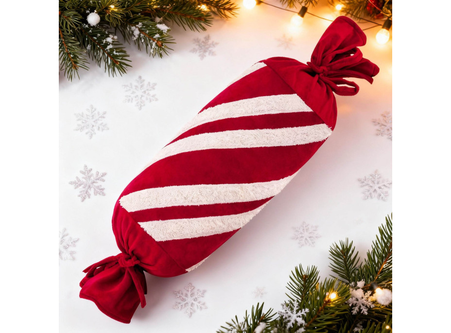 Vánoční polštář SWEET CANDY 60 cm - červený/bílý