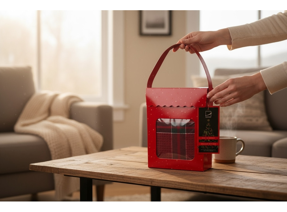 Sada utěrek MAGICAL CHRISTMAS v dárkovém balení - 2 kusy - červená/zelená