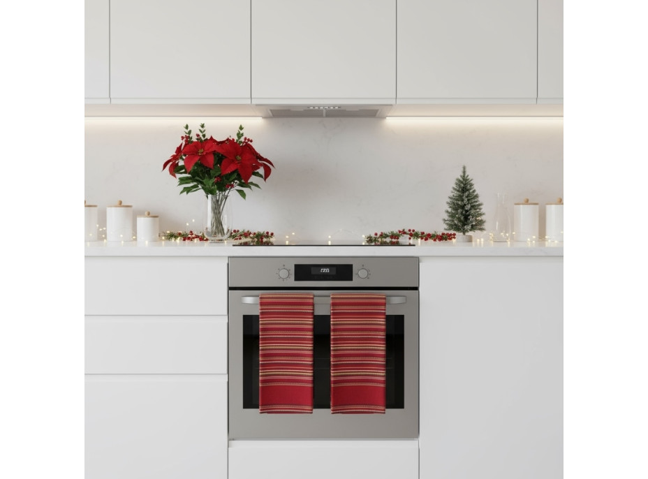 Sada utěrek MAGICAL CHRISTMAS v dárkovém balení - 2 kusy - červená/pruhy