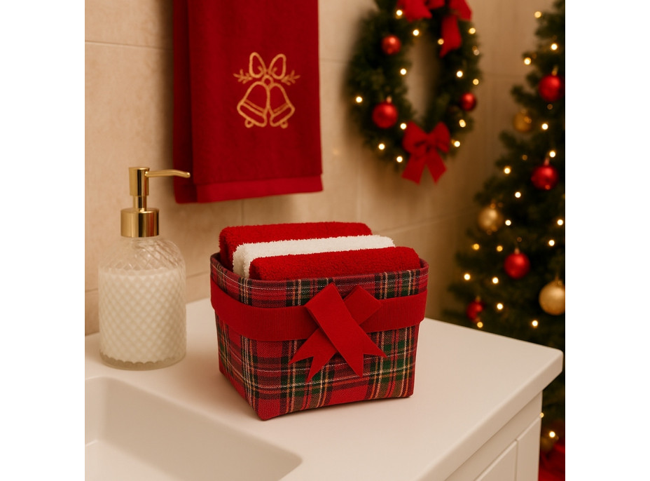 Sada ručníků na ruce MAGIC HOLIDAY v dárkovém balení - 4 kusy - červená/bílá