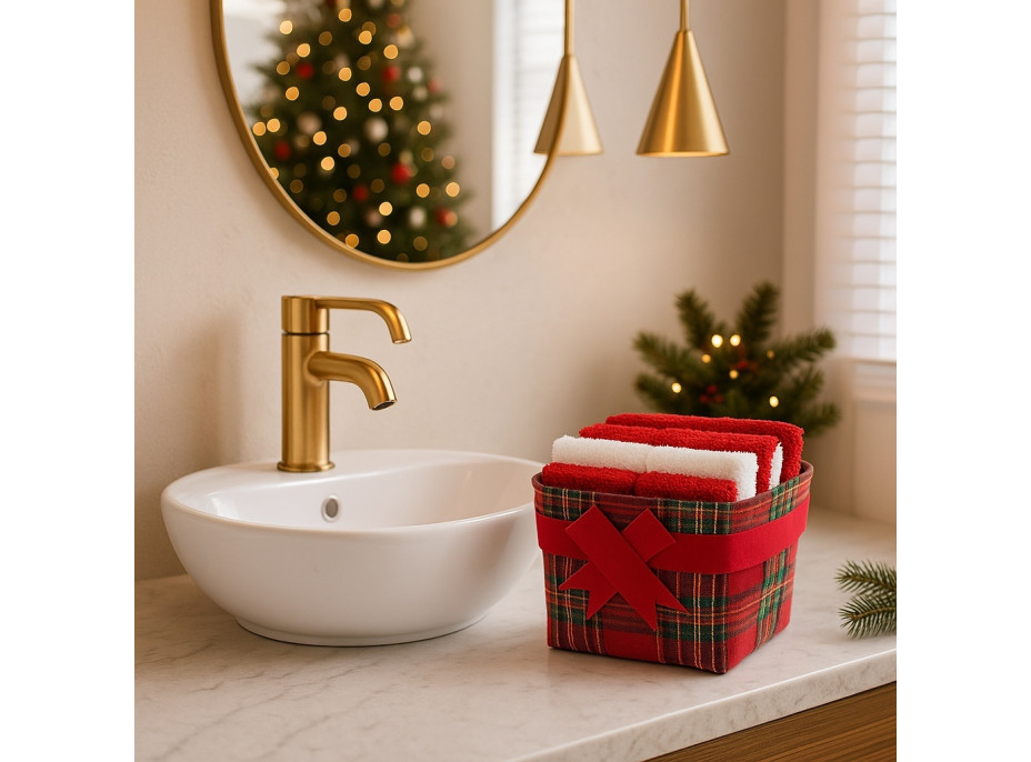 Sada ručníků na ruce MAGIC HOLIDAY v dárkovém balení - 4 kusy - červená/bílá