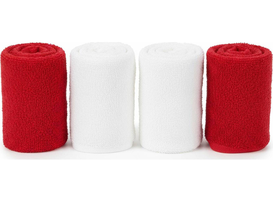 Sada ručníků na ruce MAGIC HOLIDAY v dárkovém balení - 4 kusy - červená/bílá