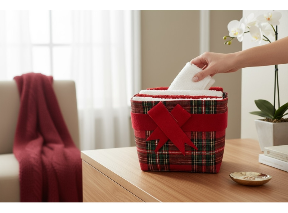 Sada ručníků na ruce MAGIC HOLIDAY v dárkovém balení - 4 kusy - červená/bílá