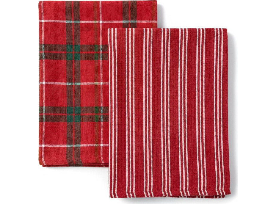 Sada utěrek VÁNOČNÍ KOUZLO v dárkovém balení - 2 kusy - červená