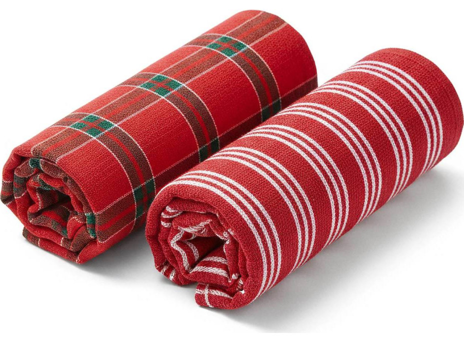 Sada utěrek VÁNOČNÍ KOUZLO v dárkovém balení - 2 kusy - červená