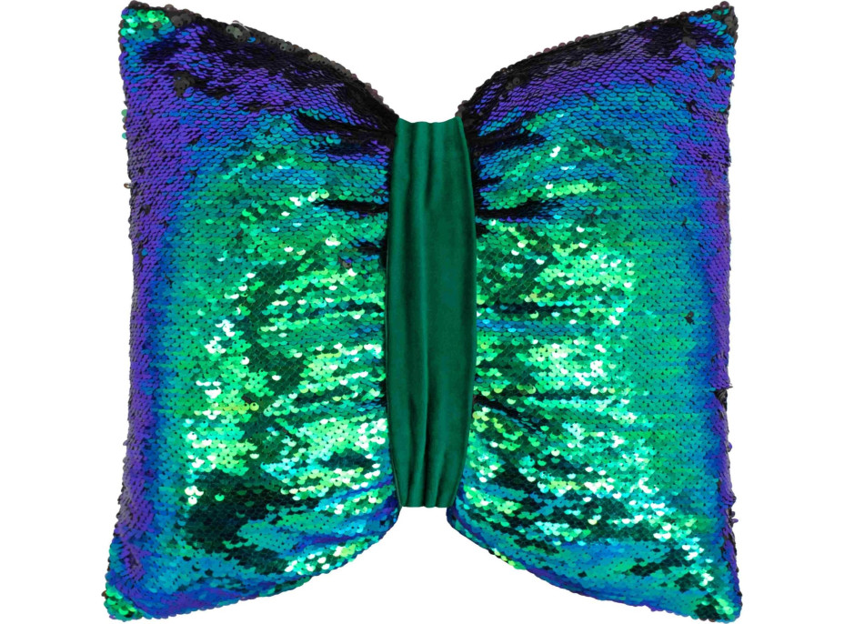 Dekorační polštář GLAM SHINE 40x40 cm - odstíny zelené/černý