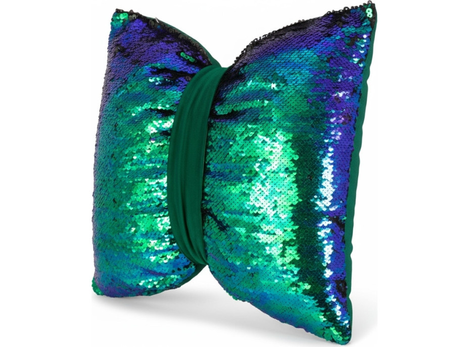 Dekorační polštář GLAM SHINE 40x40 cm - odstíny zelené/černý