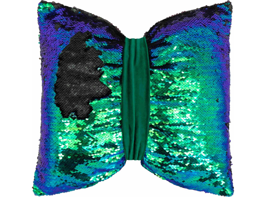 Dekorační polštář GLAM SHINE 40x40 cm - odstíny zelené/černý