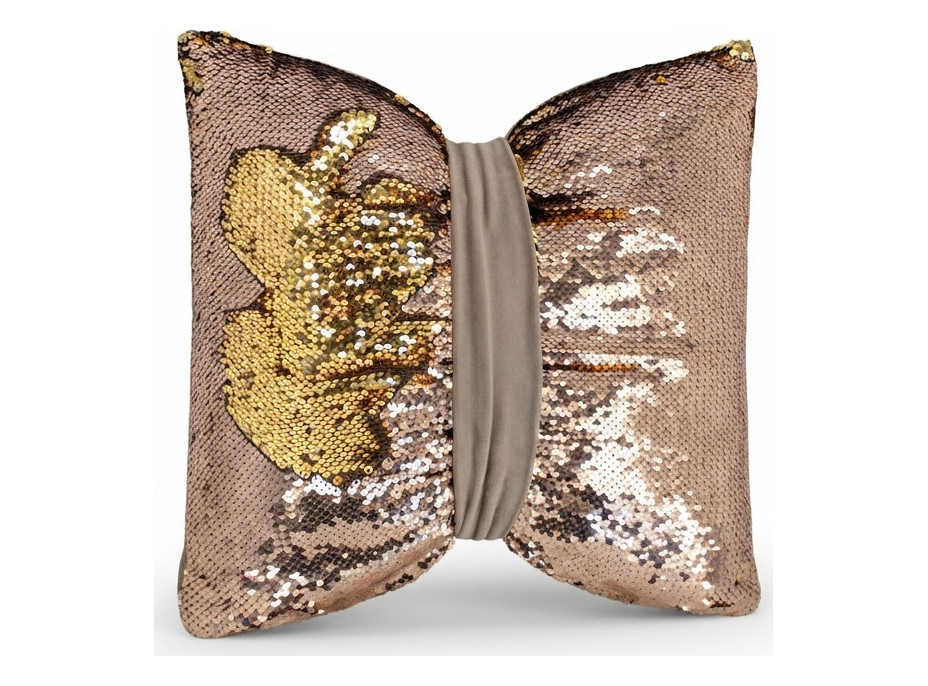 Dekorační polštář GLAM SHINE 40x40 cm - béžový/zlatý