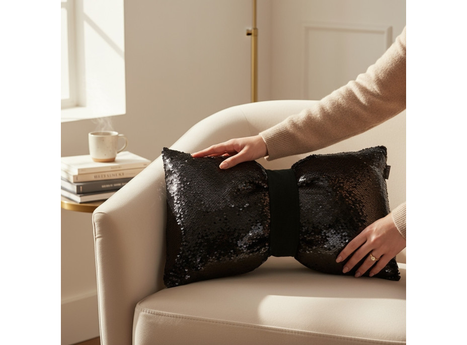 Dekorační polštář GLAM SHINE 30x50 cm - černý/grafitový