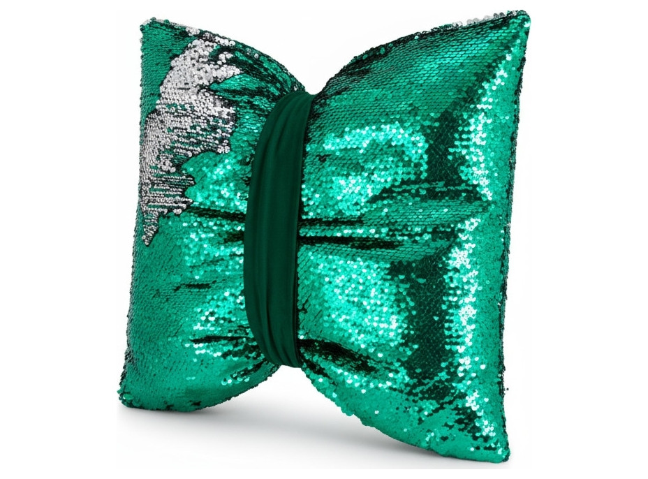 Dekorační polštář GLAM SHINE 40x40 cm - zelený/stříbrný