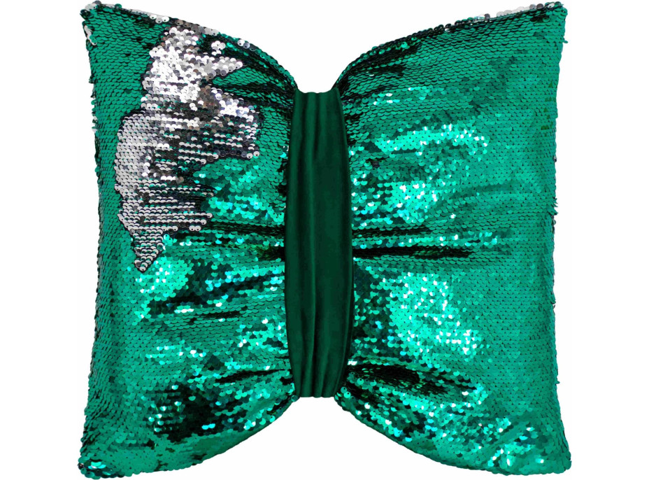 Dekorační polštář GLAM SHINE 40x40 cm - zelený/stříbrný