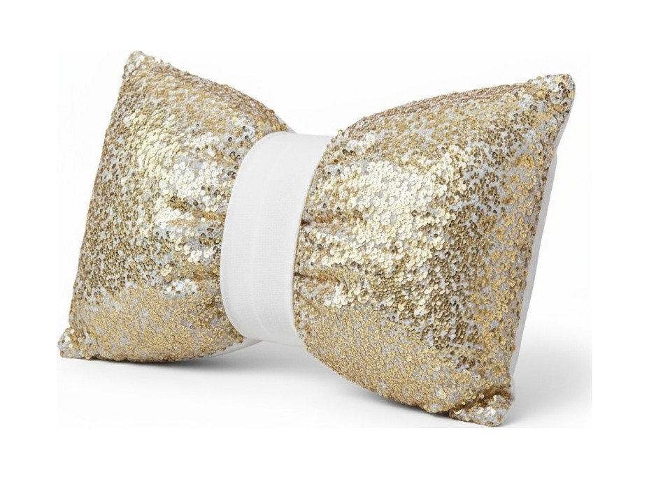 Dekorační polštář GLAM SHINE 30x50 cm - zlatý/bílý