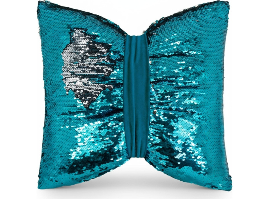 Dekorační polštář GLAM SHINE 40x40 cm - tyrkysový/stříbrný