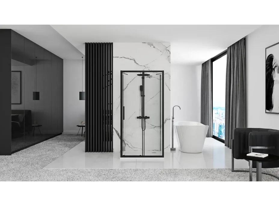 Nástěnný sprchový kout MAXMAX Rea RAPID slide 90x150x90 cm - černý