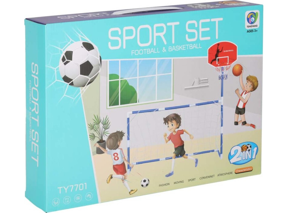 Fotbalová branka s basketbalovým košem 2v1