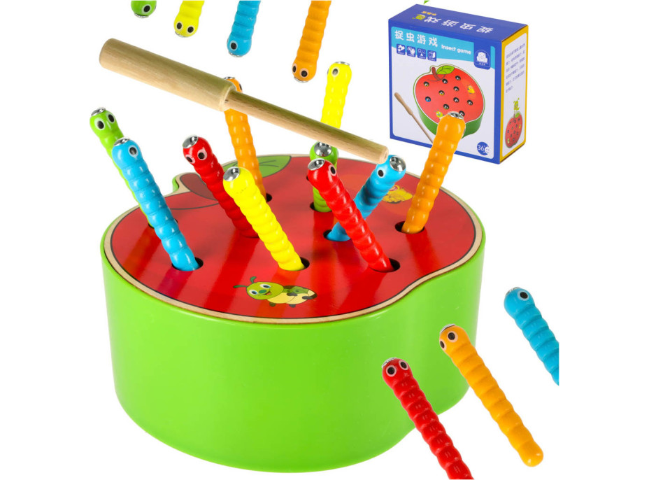 Magnetická dřevěná hra - Housenky v jablku Magnetická dřevěná hra - Housenky v jablku