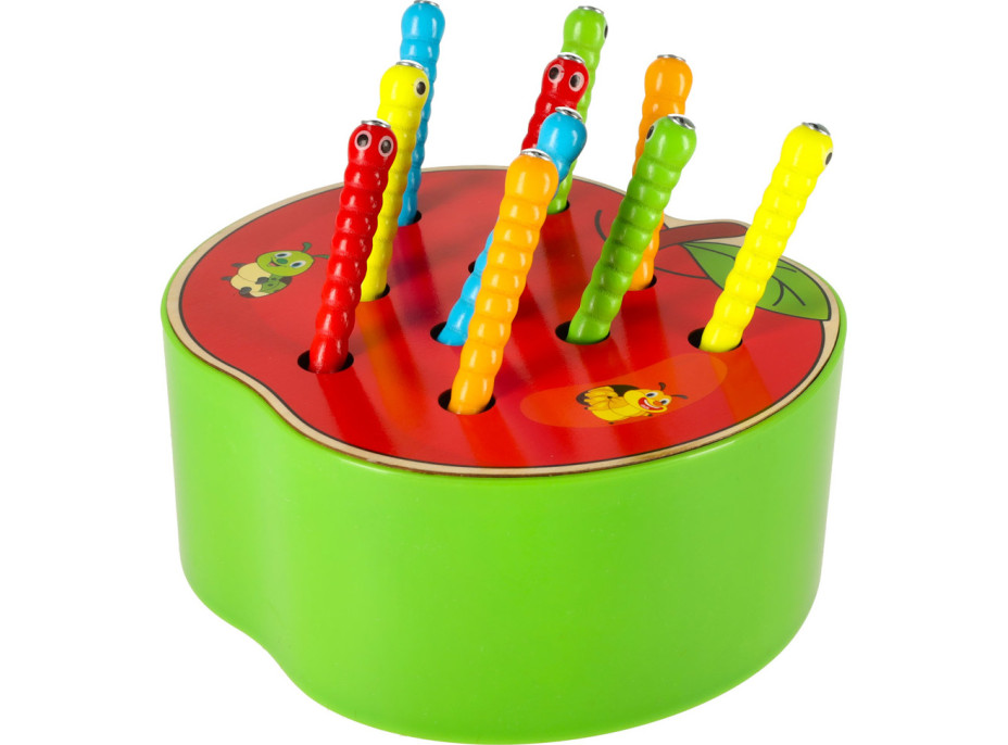 Magnetická dřevěná hra - Housenky v jablku