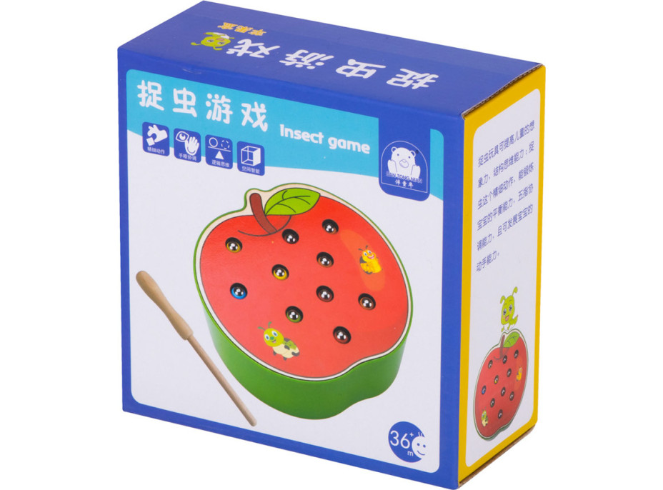 Magnetická dřevěná hra - Housenky v jablku