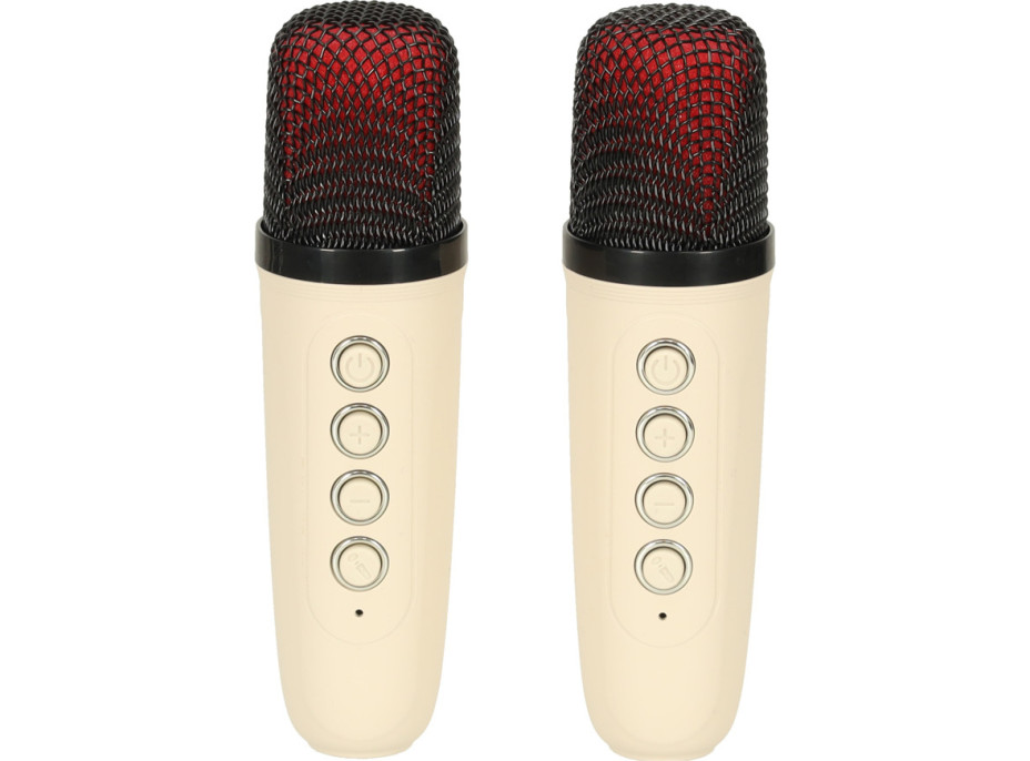 Sada karaoke reproduktoru Bluetooth + 2 mikrofony - krémový