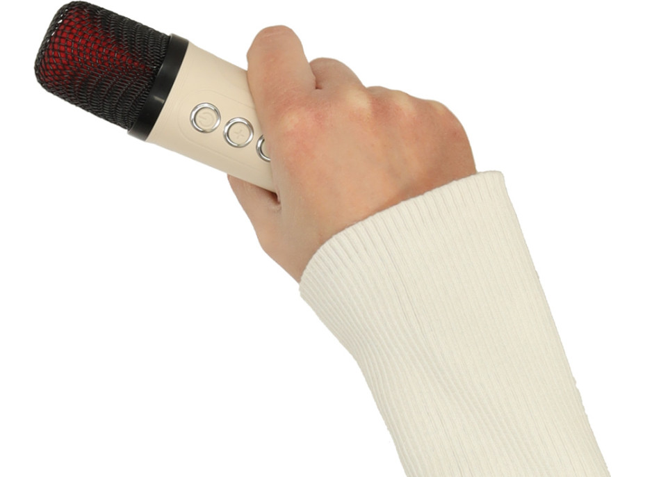 Sada karaoke reproduktoru Bluetooth + 2 mikrofony - krémový