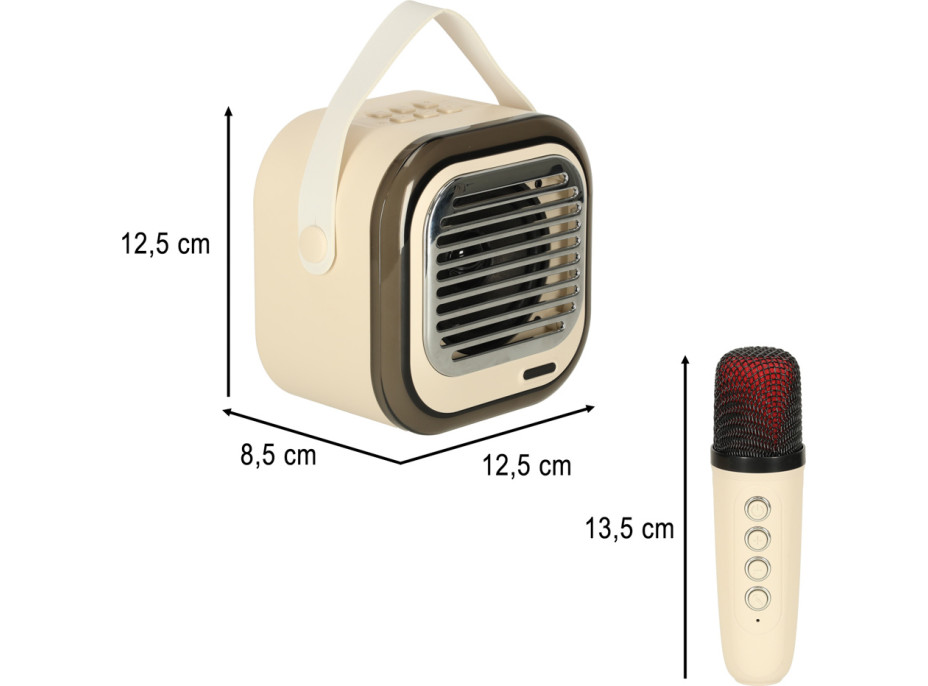 Sada karaoke reproduktoru Bluetooth + 2 mikrofony - krémový